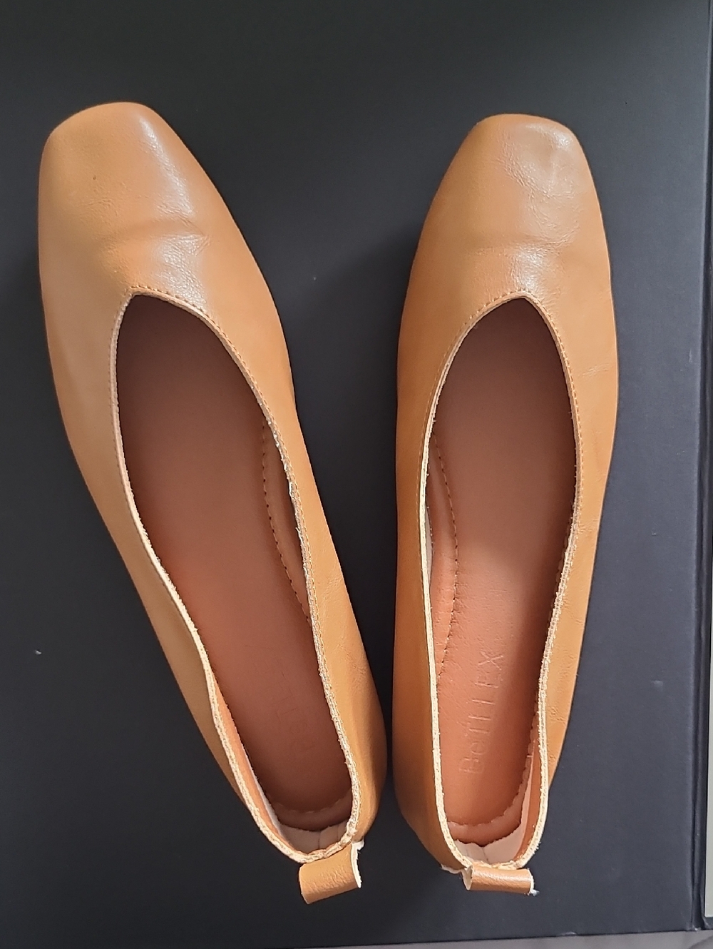 Classic Tan Leather Women's Ballet Flats, US 6.5
